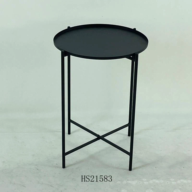 Μικρό στρογγυλό μεταλλικό τραπεζάκι σαλονιού